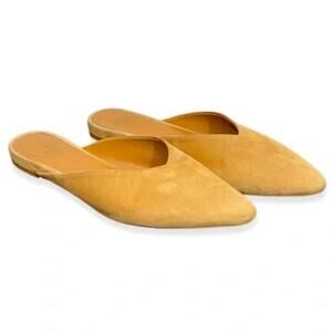 EVERLANE The V Mule Mustard Yellow Pointed Toe Slip On Suede Leather 6.5 NEW